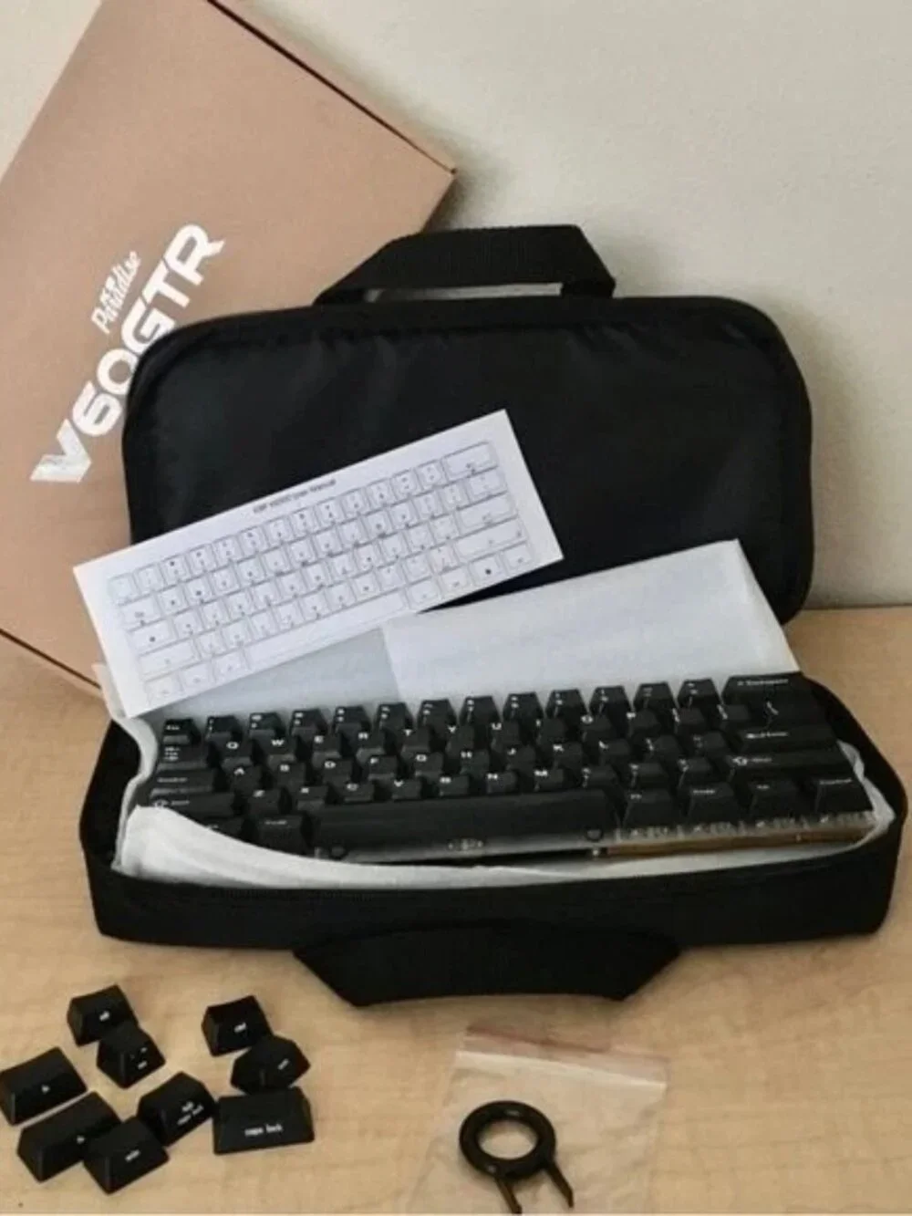 KBP 60% Layout Mechanical Keyboard Gateron Clear Keys + Carry Case